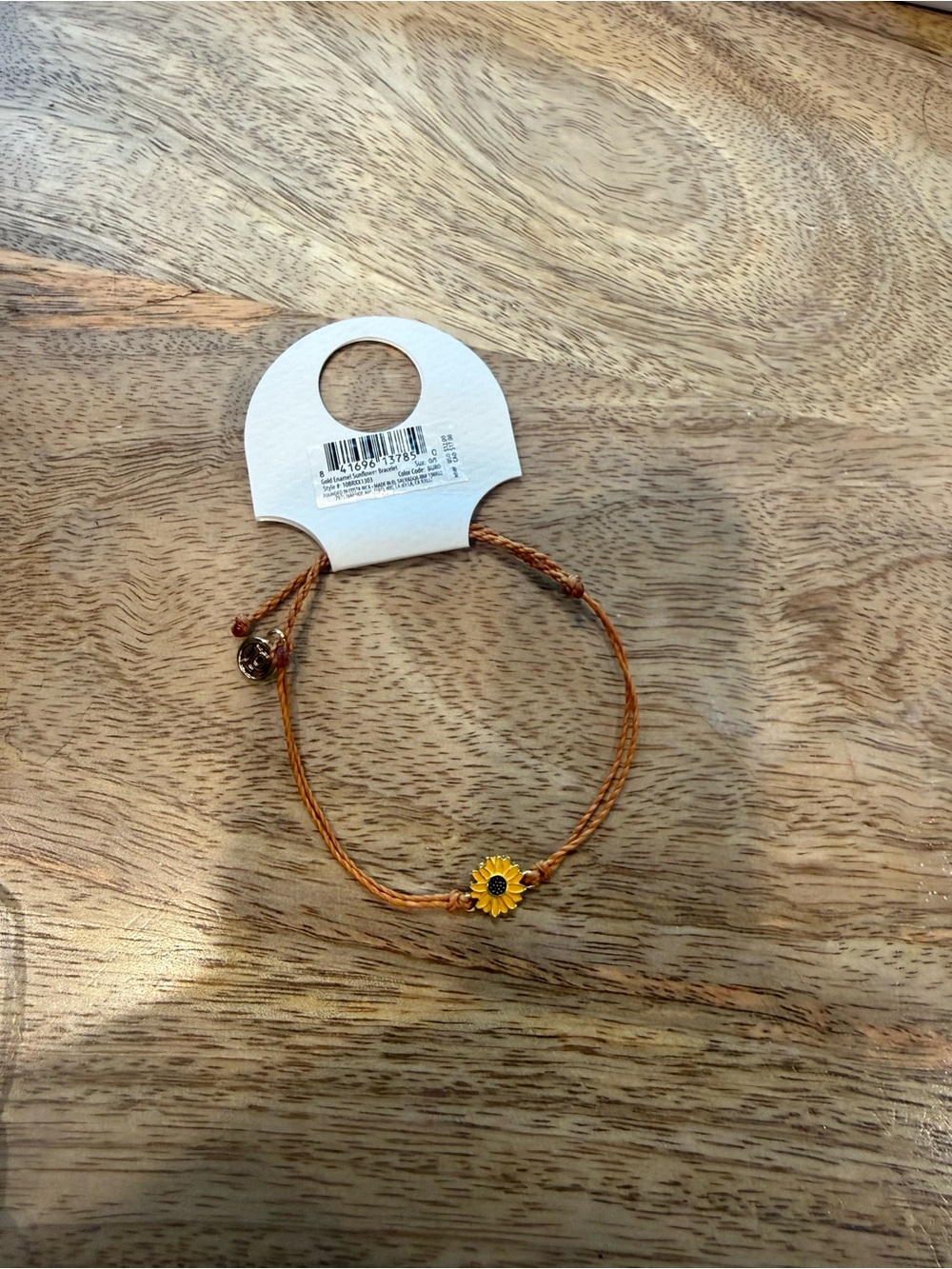 Sunflower Charm Orange Cord Bracelet